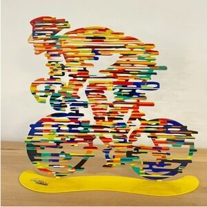 David Gerstein Modern Art Tour De France Cyclist Metal Statue Bicycle Rider